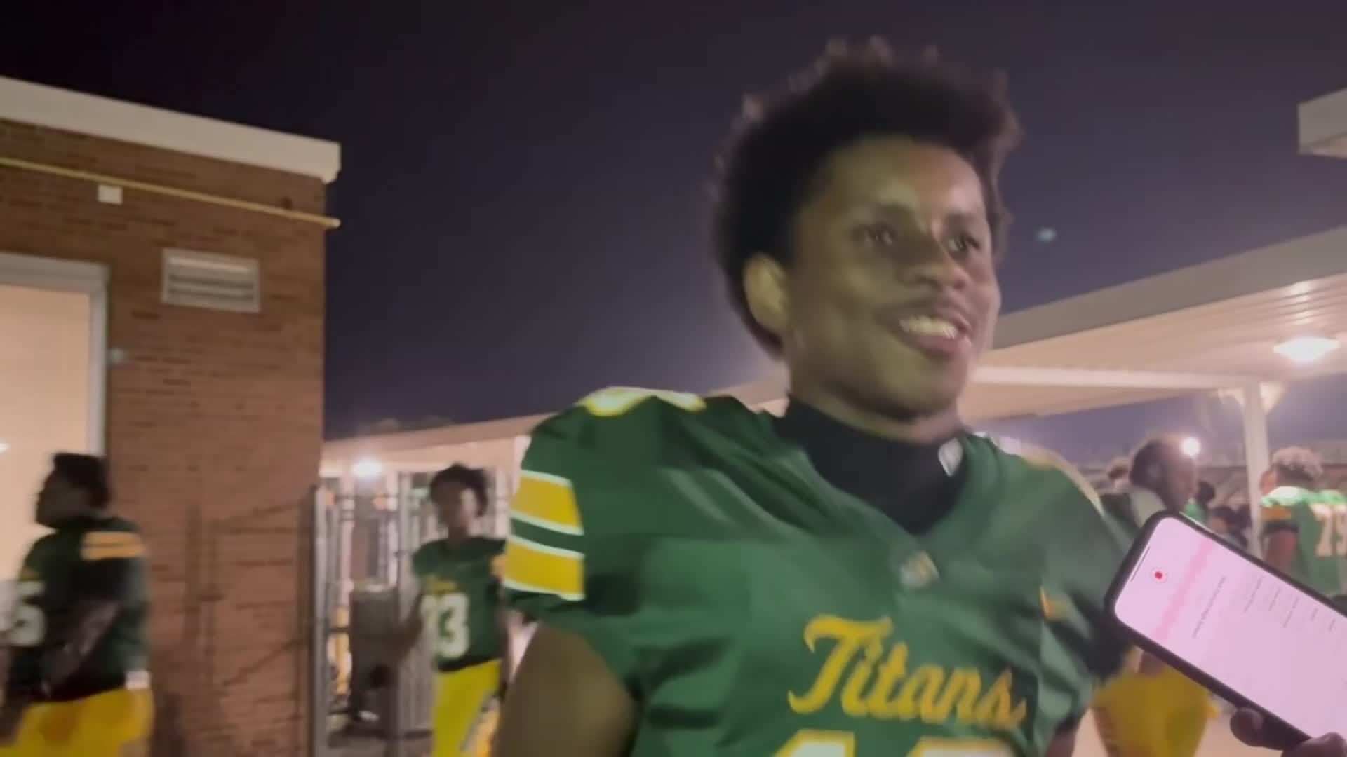 Watch West Forsyth's Joziah Nicholson react to his record-setting three pick-sixes